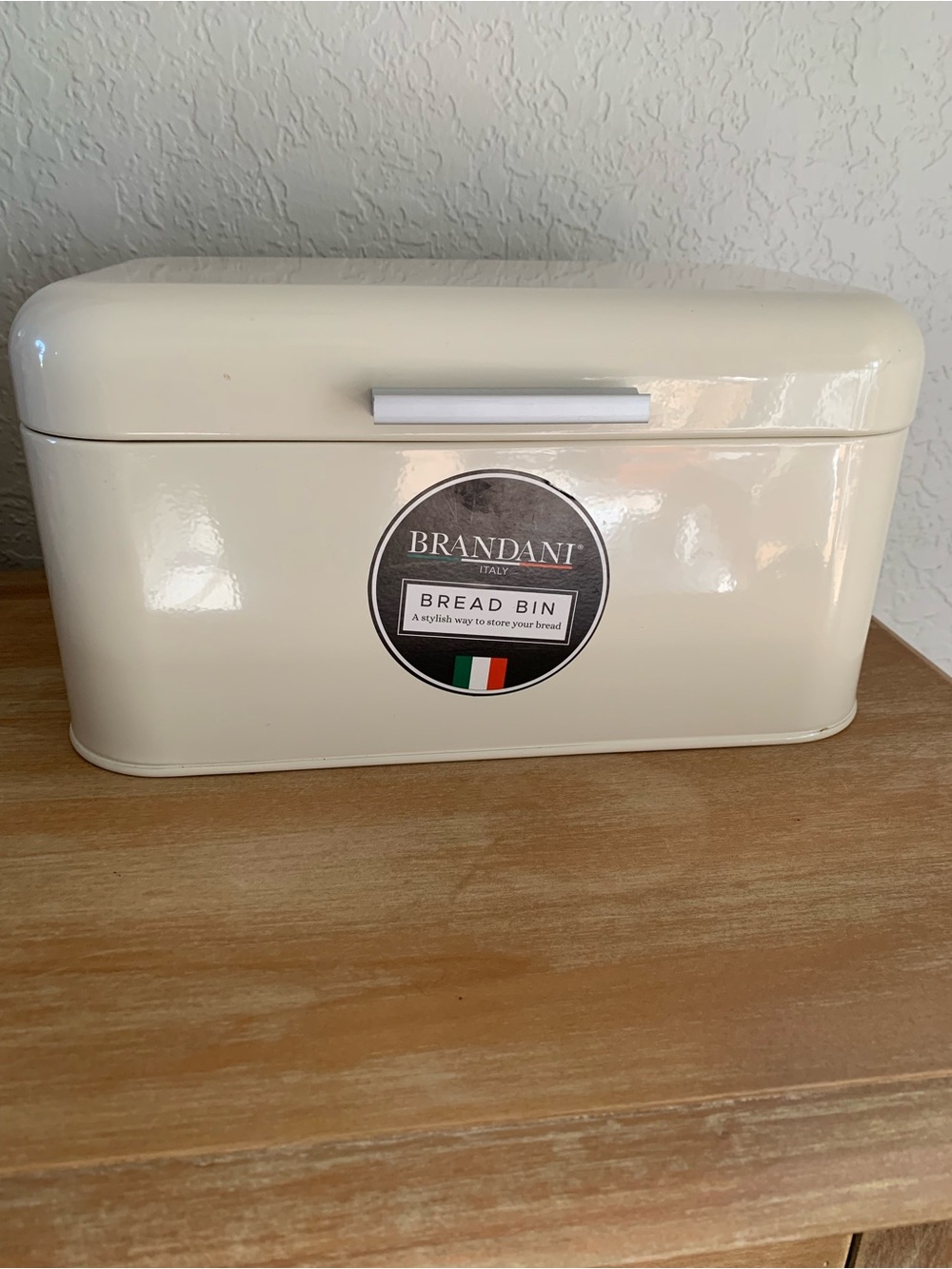 Cream Bread Bin - Metal Countertop Bread Box Brandt brand Retro